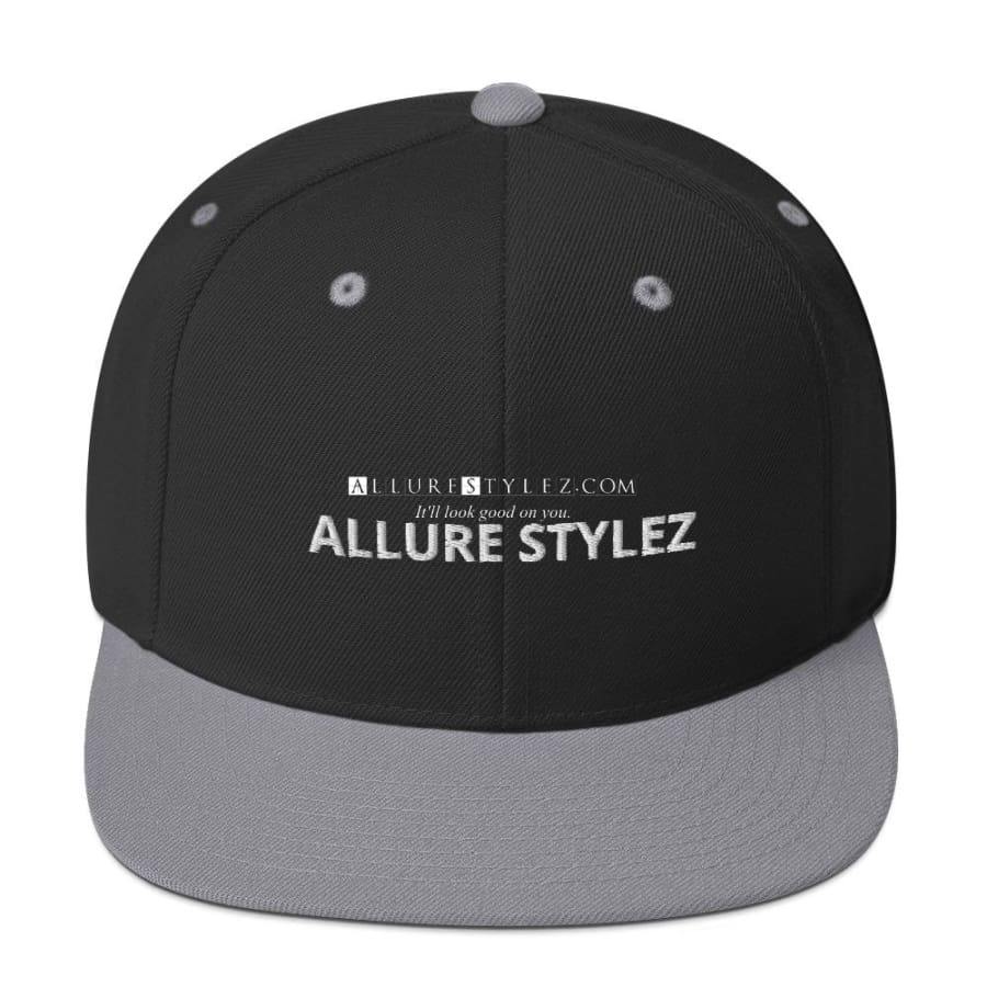 Branded Snapback Hat Black/ Silver