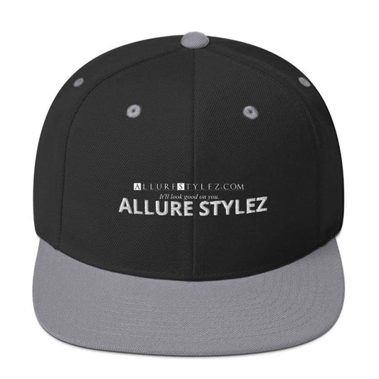 Branded Snapback Hat Black/ Silver