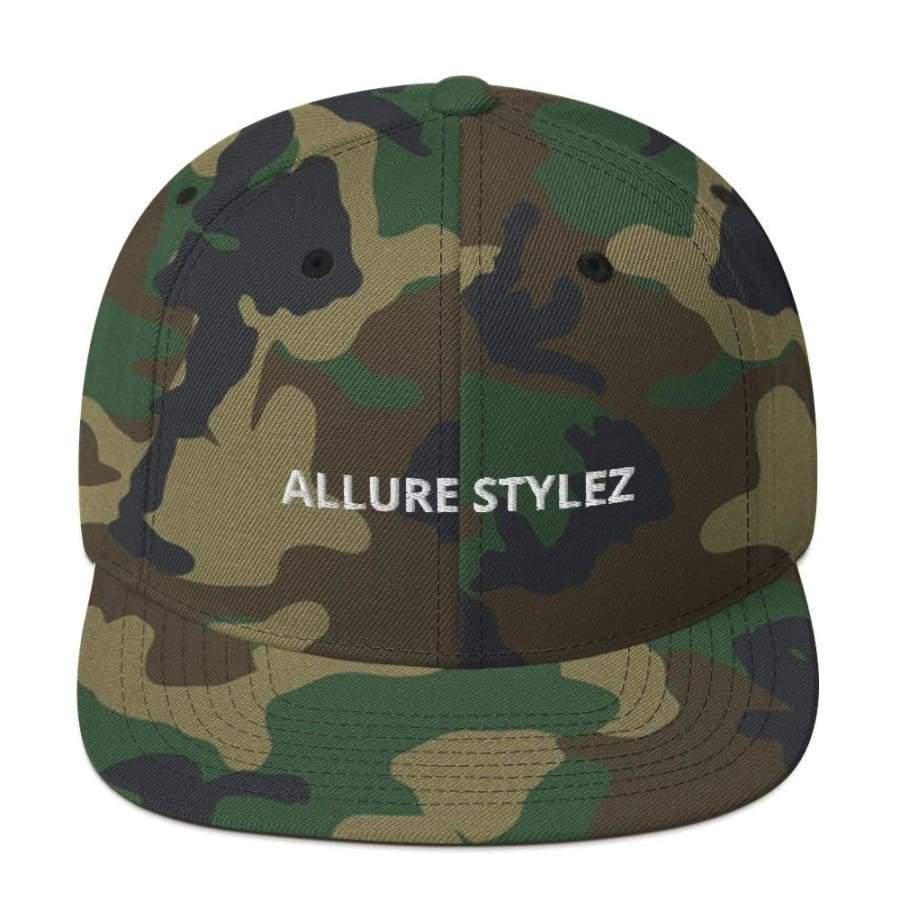 Branded Snapback Hat Green Camo