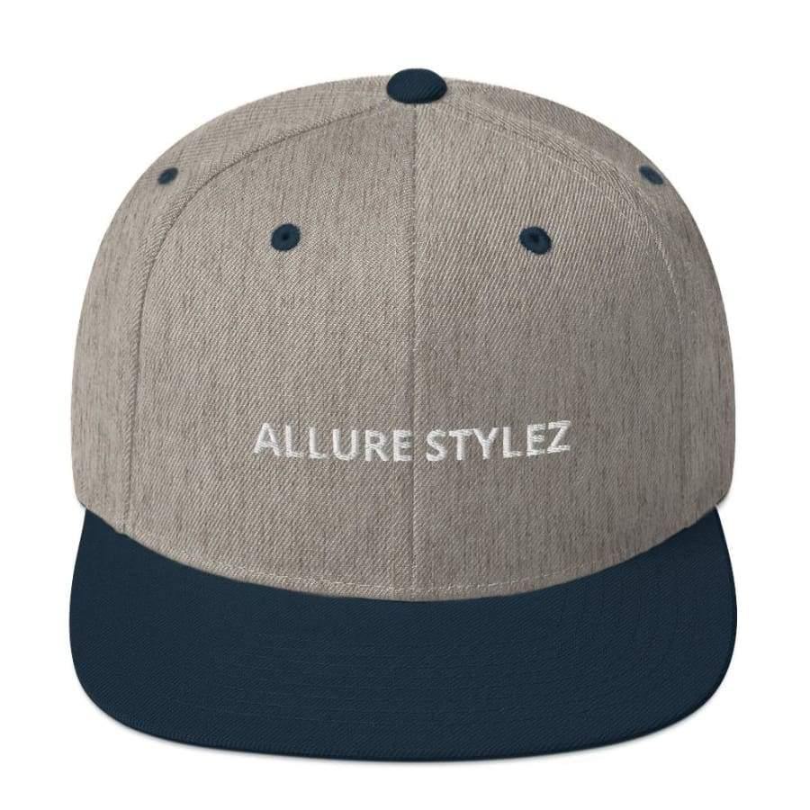 Branded Snapback Hat Heather Grey/ Navy