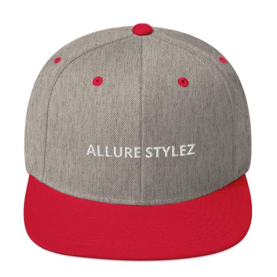 Branded Snapback Hat Heather Grey/ Red