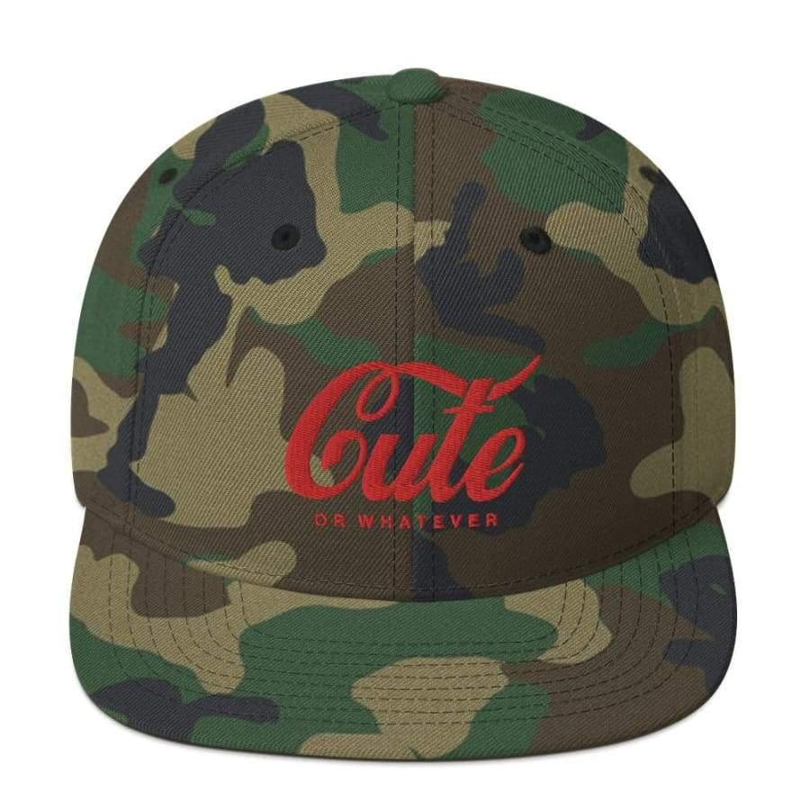 Cute Snapback Hat Green Camo