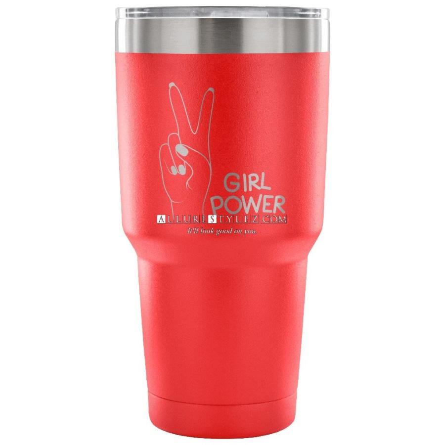 Girl Power 30 Oz Tumbler - Travel Cup Coffee Mug Red