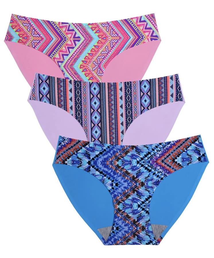 Seamless Underwear Invisible Bikini No Show Nylon Spandex Women Panties Assorted (3 Pack)