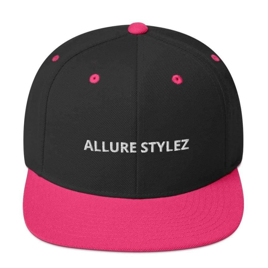 Branded Snapback Hat Black/ Neon Pink