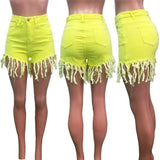 Fringed Sanded Denim Shorts Plus Size S-3Xl