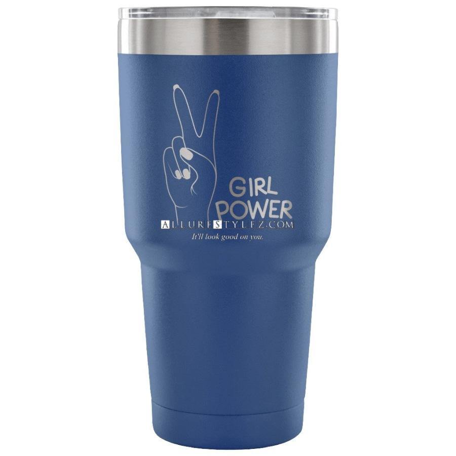 Girl Power 30 Oz Tumbler - Travel Cup Coffee Mug Blue