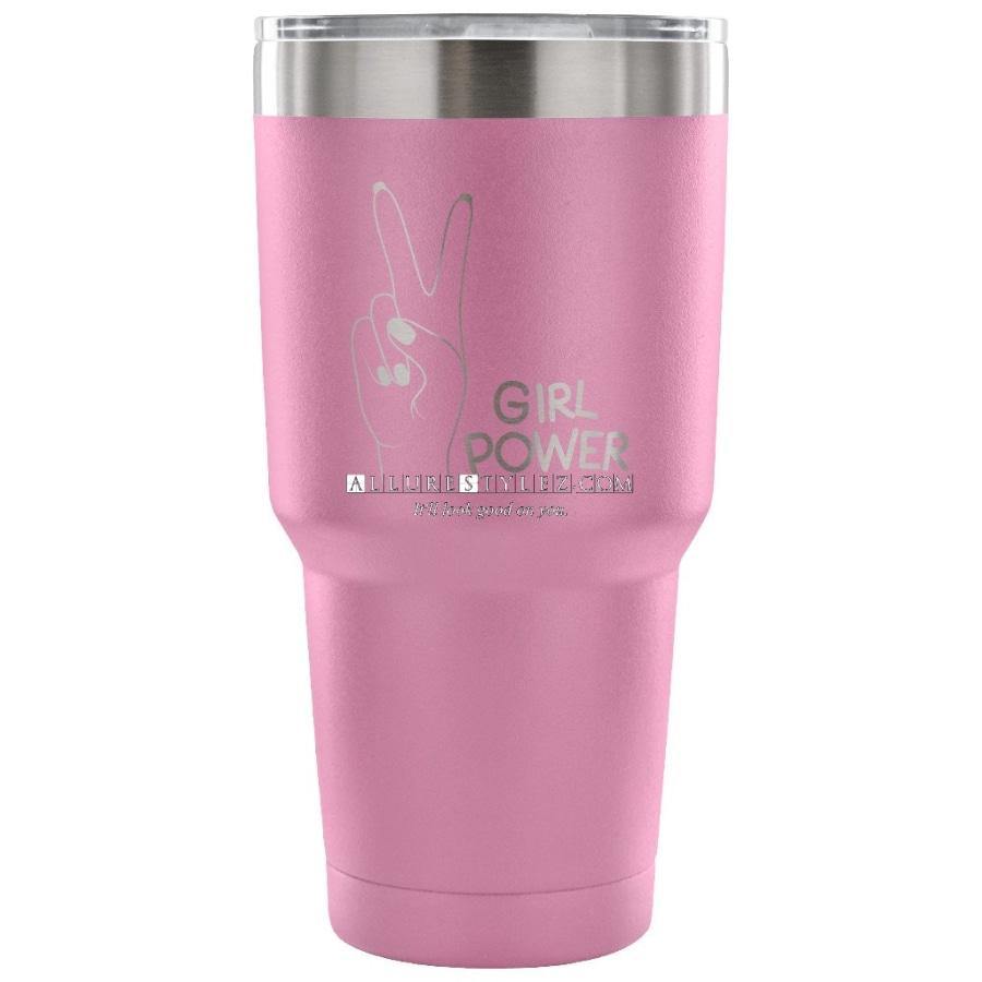 Girl Power 30 Oz Tumbler - Travel Cup Coffee Mug Light Purple
