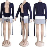 Long Sleeve Cardigan Coat With Sashes + Shorts
