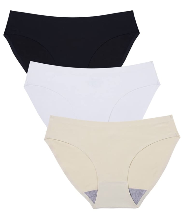 Seamless Underwear Invisible Bikini No Show Nylon Spandex Women Panties Assorted 3 Pack