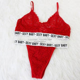 Sexy Bra Set Sexy Baby Letters Red / M China